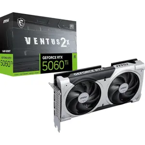 MSI GeForce RTX 5060 Ti 16G Ventus 2X OC Plus Graphics Card, 16GB GDDR7, 28Gbps/128-bit, PCIe 5.0, Dual-Fan, Thermal Design, 2 x STORMFORCE Fan, HDMI 2.1b, DisplayPort 2.1b