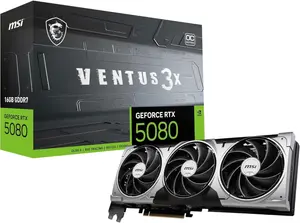 MSI GeForce RTX 5080 16G VENTUS 3X OC Graphics Card, 16GB GDDR7, 10752 CUDA Cores, DLSS 4 Triple-Fan Thermal Design, DP 2.1b x3, HDMI 2.1b