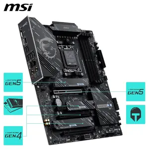 MSI X870E GAMING PLUS WIFI Motherboard, ATX - AM5-60A SPS VRM, DDR5 Memory Boost 8200+ MT/s (OC), PCIe 5.0 x16 & 4.0 x4, M.2 Gen5, Wi-Fi 7, 5G LAN