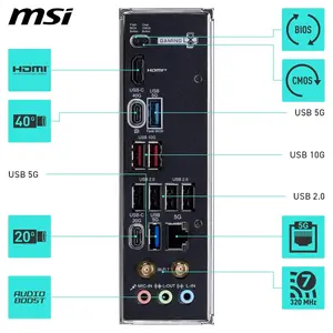 MSI X870E GAMING PLUS WIFI Motherboard, ATX - AM5-60A SPS VRM, DDR5 Memory Boost 8200+ MT/s (OC), PCIe 5.0 x16 & 4.0 x4, M.2 Gen5, Wi-Fi 7, 5G LAN