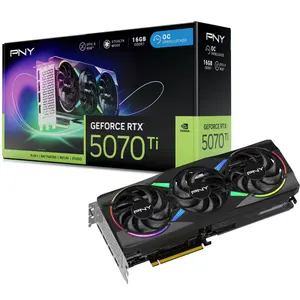 PNY GeForce RTX 5070 Ti ARGB EPIC-X RGB Overclocked Triple Fan Graphics Card, 16GB GDDR7, 256-bit, Boost Speed: 2640 MHz, PCIe 5.0, HDMI/DP 2.1, NVIDIA Blackwell Architecture, DLSS 5