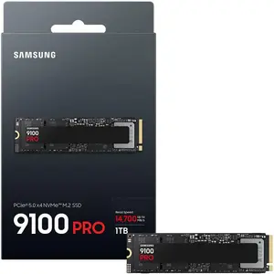 Samsung 9100 PRO 1TB M.2 2280 NVMe PCle 5.0x4 Solid State Drive, Up to 14,700MB/s Read, Designed for Professionals and Gamers, Compatible with PC and PlayStation 5