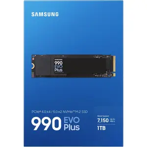 Samsung 990 EVO Plus 1TB PCIe 4.0 NVMe M.2 SSD, 7,150MB/s Read, 6,300MB/s Write, Power Efficient