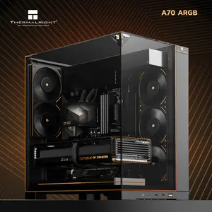 Thermalright A70 ARGB Black ATX Gaming Case, 5x Pre-Installed ARGB Fans, Panaromic LED Strips, Three-Sided Column-Free Glass, Four-Way Airflow, Tool-Free Quick Release, Vertical Graphics Card Mounting - Black