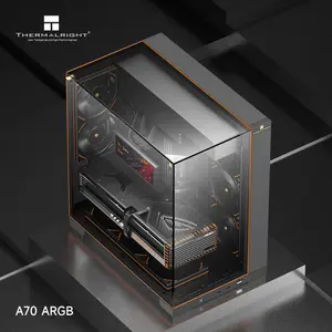 Thermalright A70 ARGB Black ATX Gaming Case, 5x Pre-Installed ARGB Fans, Panaromic LED Strips, Three-Sided Column-Free Glass, Four-Way Airflow, Tool-Free Quick Release, Vertical Graphics Card Mounting - Black