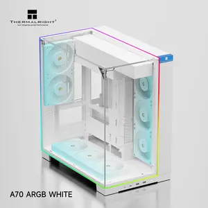 Thermalright A70 ARGB ATX Gaming Case, 5x Pre-Installed ARGB Fans, Panaromic LED Strips, Three-Sided Column-Free Glass, Four-Way Airflow, Tool-Free Quick Release, Vertical Graphics Card Mounting - White