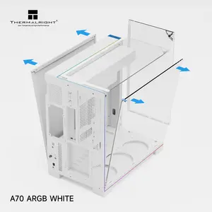Thermalright A70 ARGB ATX Gaming Case, 5x Pre-Installed ARGB Fans, Panaromic LED Strips, Three-Sided Column-Free Glass, Four-Way Airflow, Tool-Free Quick Release, Vertical Graphics Card Mounting - White