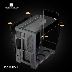 Thermalright A70 Vision ATX Gaming Case, 9.16-inch LCD Display, Panoramic Glass Panel, Type-C 3.0 Port - Black
