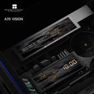 Thermalright A70 Vision ATX Gaming Case, 9.16-inch LCD Display, Panoramic Glass Panel, Type-C 3.0 Port - Black