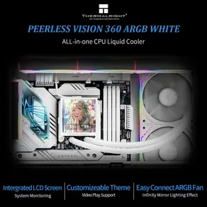 Thermalright Peerless Vision 360 ARGB AIO 360mm Liquid CPU Cooler, 3.95’’IPS LCD Screen with 480x480 Resolution - White