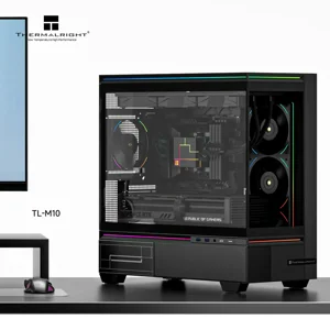 Thermalright TL-M10 Mid-Tower Micro-ATX Gaming Case, 4x Pre-Installed ARGB Fans - Black 