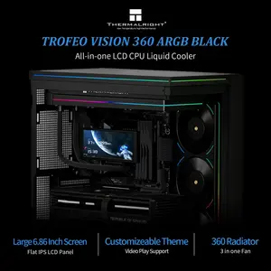 Thermalright Trofeo Vision 360 ARGB AIO 360mm Liquid CPU Cooler, 6.86-Inch Magnetic IPS LCD Screen with 1280x480 Resolution, Upto 6400RPM Pump Rated Speed - Black