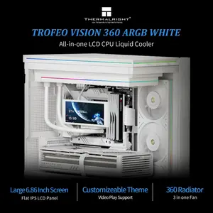 Thermalright Trofeo Vision 360 ARGB AIO 360mm Liquid CPU Cooler, 6.86-Inch Magnetic IPS LCD Screen with 1280x480 Resolution, Upto 6400RPM Pump Rated Speed - White
