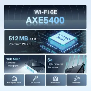 TP-Link Archer AXE75 AXE5400 Tri-Band Gigabit Wi-Fi 6E Router | Wi-Fi 6E, OneMesh, Compatible with Alexa