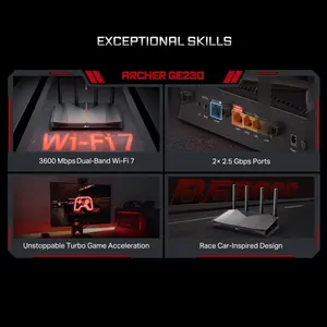 TP-Link Archer GE230 BE3600 Dual-Band Wi-Fi 7 Gaming Router | Turbo Game Acceleration