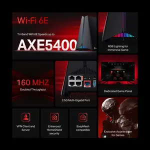 TP-Link Archer GXE75 AXE5400 Tri-Band Wi-Fi 6E Gaming Router | Dedicated Game Panel, 2.5G Multi-Gigabit Port
