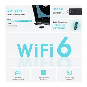 TP-Link Archer TX20U AX1800 Dual Band Wi-Fi 6 Wireless USB Adapter | 1201 Mbps (5 GHz) + 574 Mbps (2.4 Ghz), SuperSpeed USB 3.0