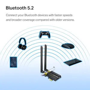 TP-Link Archer TX50E AX3000 Wi-Fi 6 Bluetooth 5.2 PCIe Adapter | 2402 Mbps/5 GHz + 574 Mbps/2.4 GHz, Low Latency, Intel Wi-Fi 6 Chipset