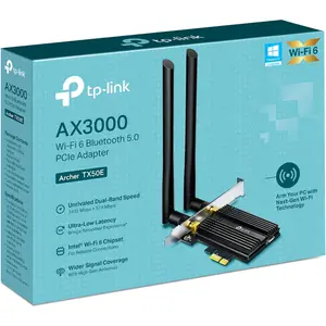 TP-Link Archer TX50E AX3000 Wi-Fi 6 Bluetooth 5.2 PCIe Adapter | 2402 Mbps/5 GHz + 574 Mbps/2.4 GHz, Low Latency, Intel Wi-Fi 6 Chipset