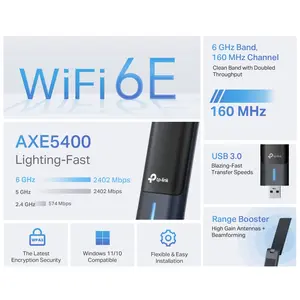 TP-Link Archer TXE70UH AXE5400 Wi-Fi 6E High Gain Wireless USB Adapter | Tri-Band, Broader Coverage, Low Latency Gaming, Refined Security