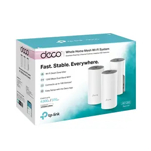 TP-Link Deco E4 AC1200 Whole Home Mesh Wi-Fi System (3-pack) | Up to 100 devices, 2-in-1 Router and Access Point Modes, MU-MIMO