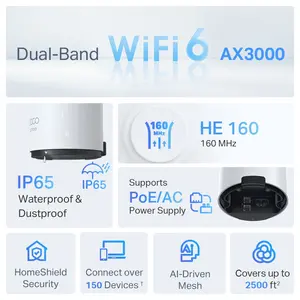 TP-Link Deco X50-Outdoor AX3000 Outdoor / Indoor Whole Home Mesh WiFi 6 | Dual-Band, Multiple Mounts, IP65 Dust & Water Resistance, PoE Supported, Gigabit Ports