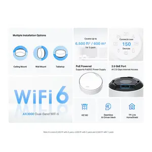 TP-Link Deco X50-PoE AX3000 Whole Home Mesh WiFi 6 System with PoE (1-Pack) | Multi-Gig 2.5 Gbps Wired Network, Multiple Installation Options