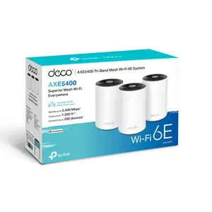 TP-Link Deco XE75 AXE5400 Tri-Band Mesh Wi-Fi 6E System (3-Pack) | Up to 5.4 Gbps Tri-Band Speeds, Up to 7,200 ft Coverage, AI-Driven Mesh, Up to 200 Devices