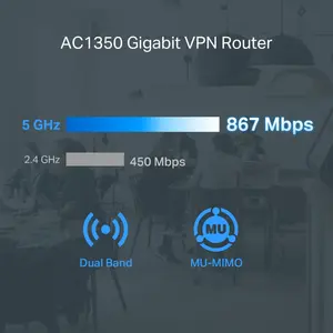 TP-Link ER605W Omada AC1350 Gigabit VPN Router | 5x Gigabit Ethernet Ports, High-Security VPN, 5G - 867 Mbps + 2.4G - 450 Mbps Dual Band Wifi