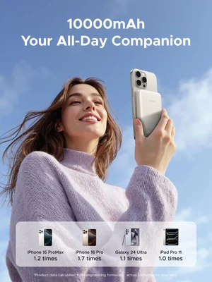 UGREEN 10000mAh 20W Magnetic Wireless Power Bank, Skin-friendly & Slim, Temperature-Controlled Charging, Beige