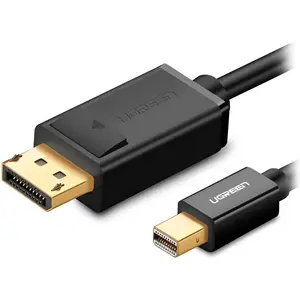 UGREEN 10477 Mini-DP to DP Converter Cable, Mini DisplayPort Male to DisplayPort Male Interface, Gold-Plated, Speed Up to 8.64Gbps, Upto 2560x1600p@60Hz, Plug and Play, 1.5M, Black