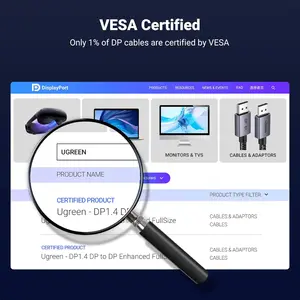 UGREEN 25906 8K@60Hz DisplayPort 1.4 Cable , VESA Certified, Braided, 4K@240Hz, 32.4Gbps, HDCP 2.2, HDR, 3M Length
