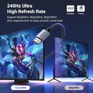 UGREEN 25906 8K@60Hz DisplayPort 1.4 Cable , VESA Certified, Braided, 4K@240Hz, 32.4Gbps, HDCP 2.2, HDR, 3M Length