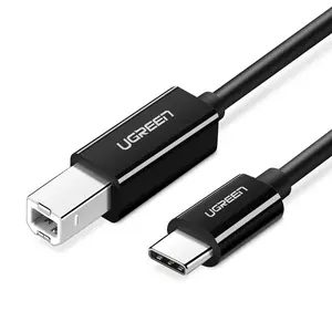 UGREEN 50446 USB Type-C to B Male Printing Cable, USB 2.0 Standard, Triple Shielding, 2m – Black