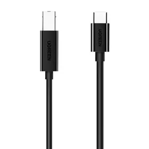 UGREEN 50446 USB Type-C to B Male Printing Cable, USB 2.0 Standard, Triple Shielding, 2m – Black