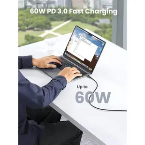 UGREEN 50997 60W USB C to USB C Charging Cable, 3.0 PD Fast Charging Cord, Up to 480Mbps Data Transfer, 1M