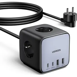 UGREEN 60113 DigiNest Cube 65W GaN Power Strip, Dual USB, Dual USB-C & Tri AC Outlet