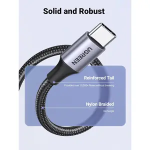 UGREEN 60126 USB A to Type C Cable, 3A Fast Charging, 480Mbps Data Transfer, Durable Nylon Braided Cable, 1M