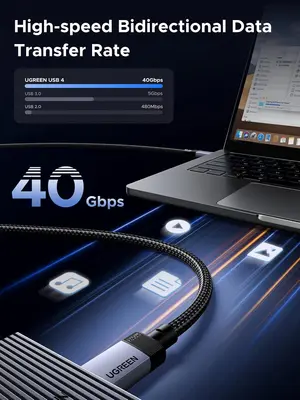 UGREEN 65175 USB C to USB C USB 4 Gen3 Cable, 240W Charging, 40Gbps Data Transfer, 8K 60Hz Video Output, 1M Length