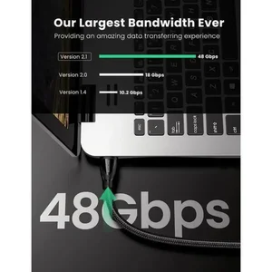 UGREEN 80403 8K HDMI Cable 2.1 48Gbps Ultra High Speed Braided HDMI Cable, 2M | Black