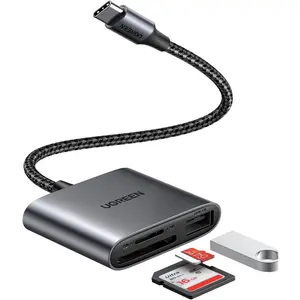 UGREEN 80798 USB C Micro SD Card Reader 3 in 1 with SD/TF and USB Port, 5Gbps