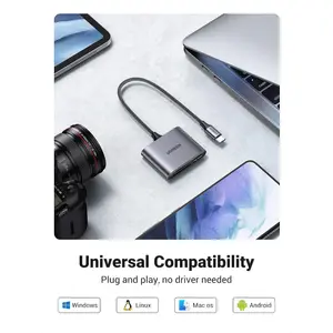 UGREEN 80798 USB C Micro SD Card Reader 3 in 1 with SD/TF and USB Port, 5Gbps