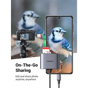 UGREEN 80798 USB C Micro SD Card Reader 3 in 1 with SD/TF and USB Port, 5Gbps