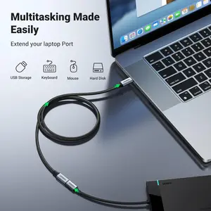 UGREEN USB-C Extension Cable, 100W PD Fast Charge, 10Gbps Fast Data Transfer, 4K 60Hz Display Output, USB 3.2 Type-C Extender, Male to Female, Silver, 0.5M, 80810