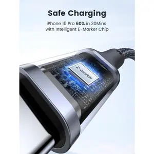UGREEN 90120 100W USB C to USB C Cable, Fast Charging, Braided Nylon, Smart Chip Protection, 3M Length