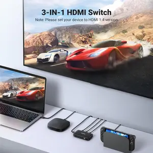 UGREEN 80125 HDMI Switch 3 in 1 Out, 4K@30Hz, with Remote | Supports HDR CEC 3D HDCP 1.4, 3 Ports