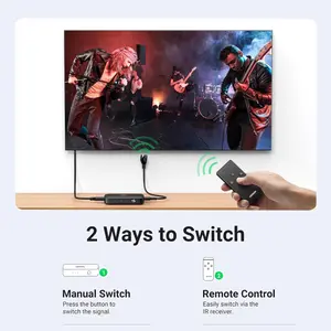 UGREEN 80125 HDMI Switch 3 in 1 Out, 4K@30Hz, with Remote | Supports HDR CEC 3D HDCP 1.4, 3 Ports