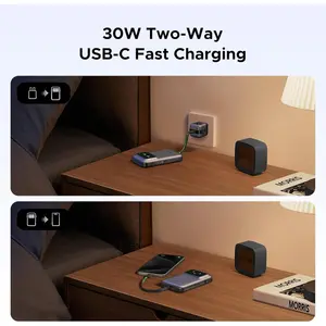 UGREEN Uno 10000mAh 30W Power Bank, Sleek Design & Smart TFT, 30W Two-Way Rapid Charging, Built-In USB C Cable