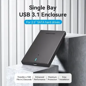 Vention KPBB0 2.5 Inch SATA Hard Drive Enclosure (USB 3.1 Gen 2-C) Black