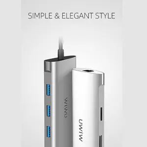WiWu 6 in 1 (631STR) Type-C Hub - Silver